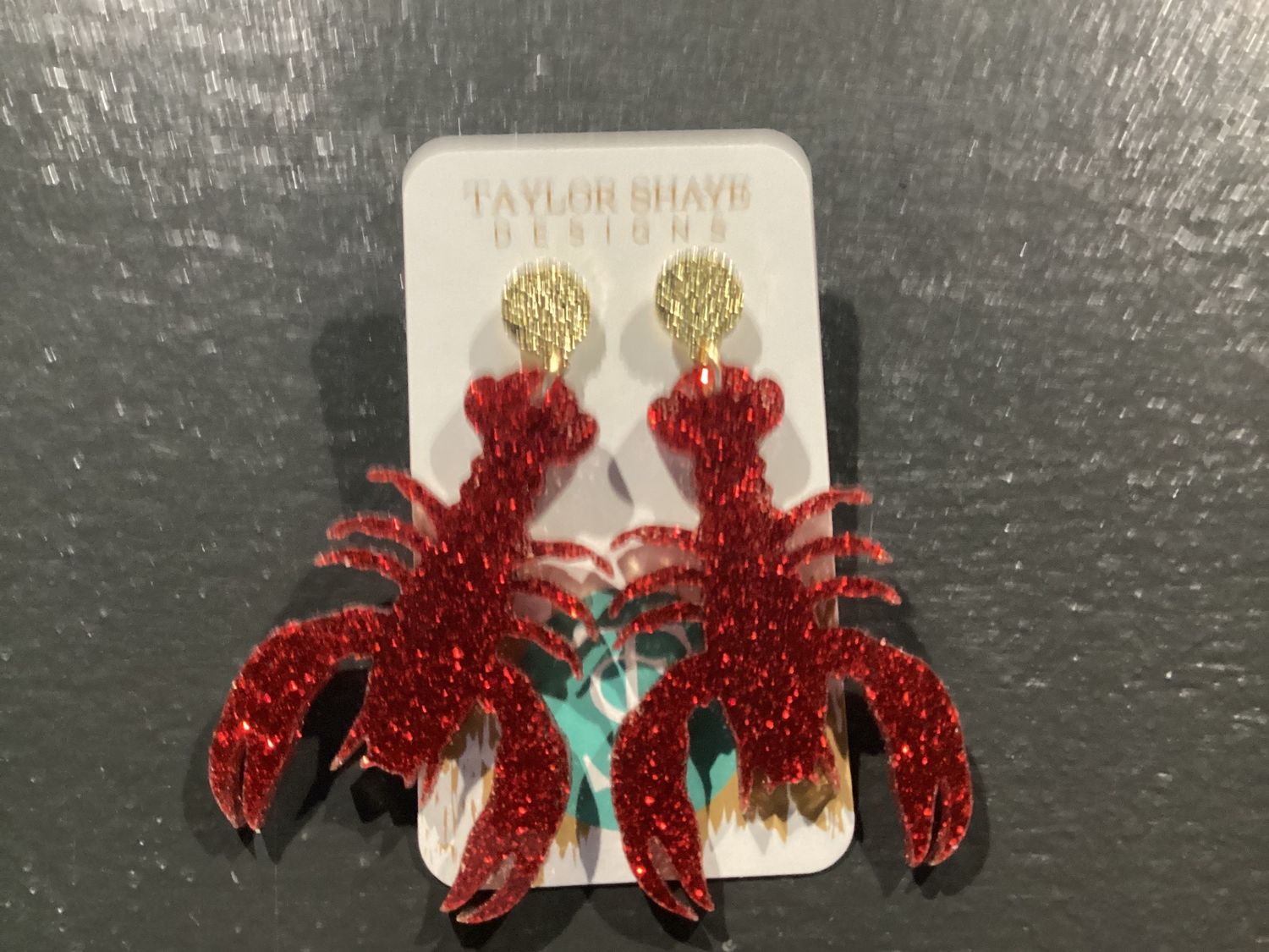 Acrylic Glitter Crawfish Earrings