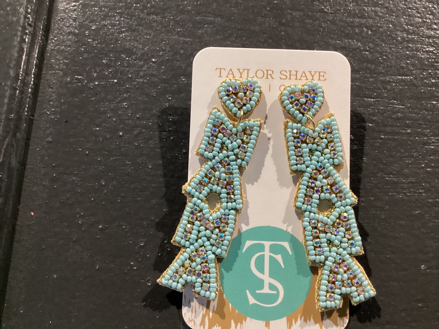 Beaded Mama Earrings-Blue