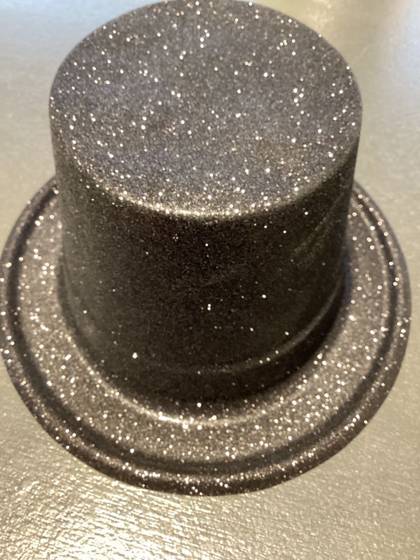Black Glitter Top Hat (Each)