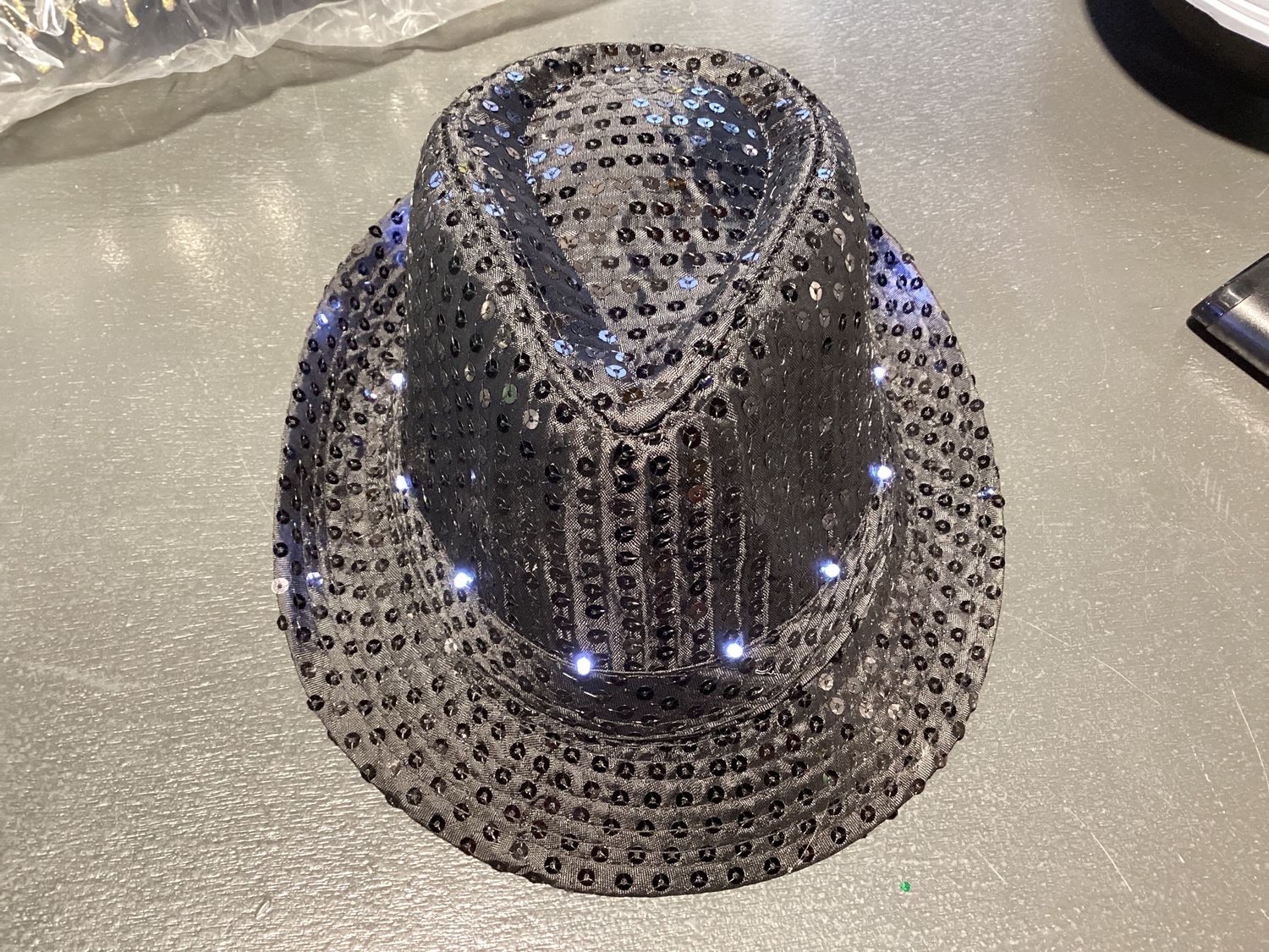 Black LED Fedora with 14 White Lights (Each)