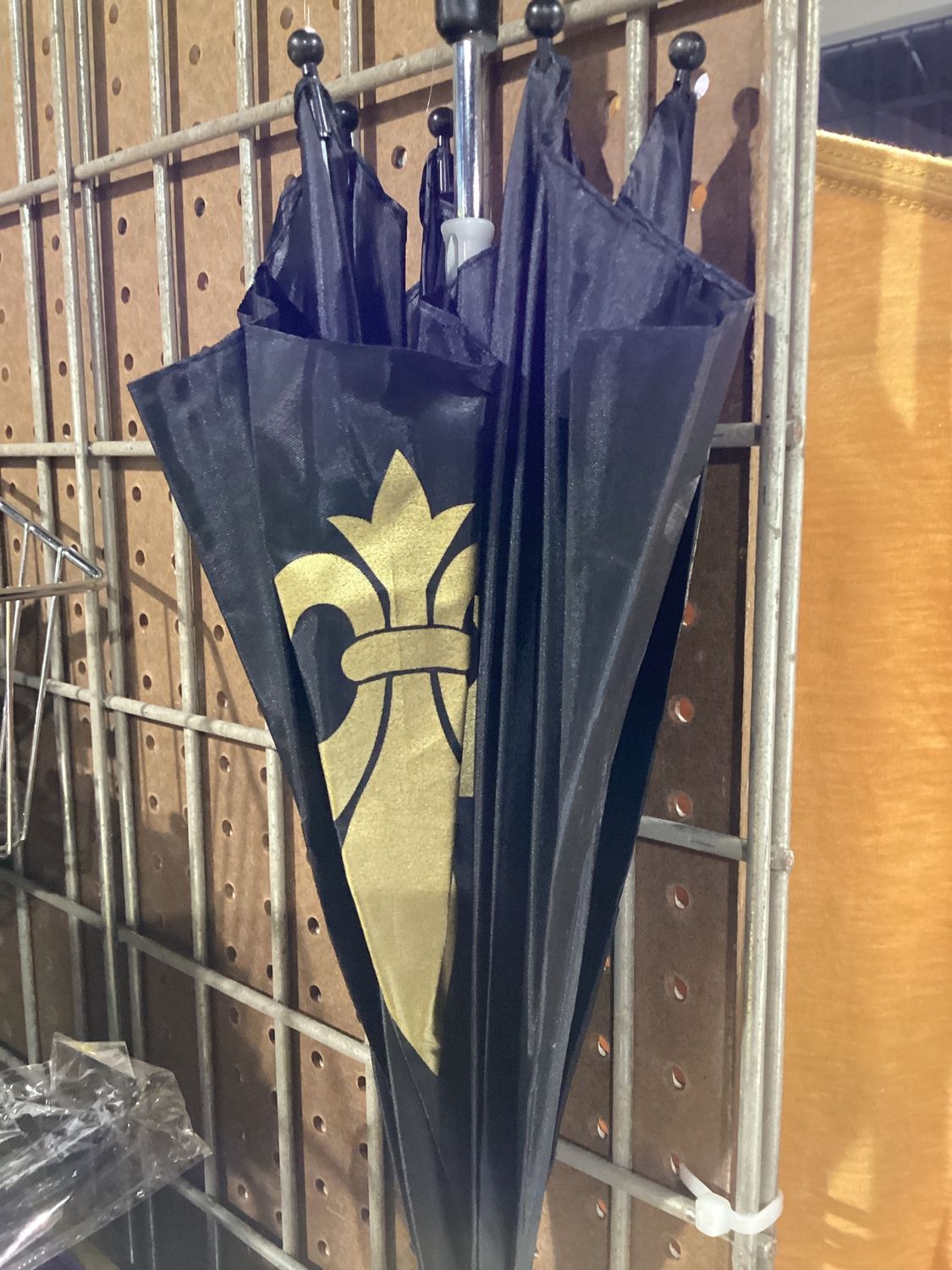 Black Umbrella with Metallic Gold Fleur De Lis 14.5" (Each)