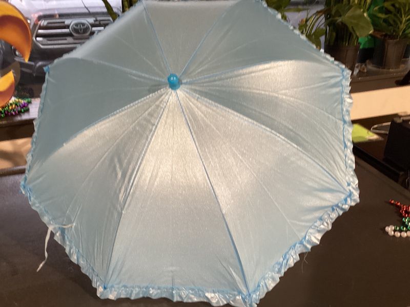 Blue Pearlized Umbrella with Ruffle 17.5" (Each)