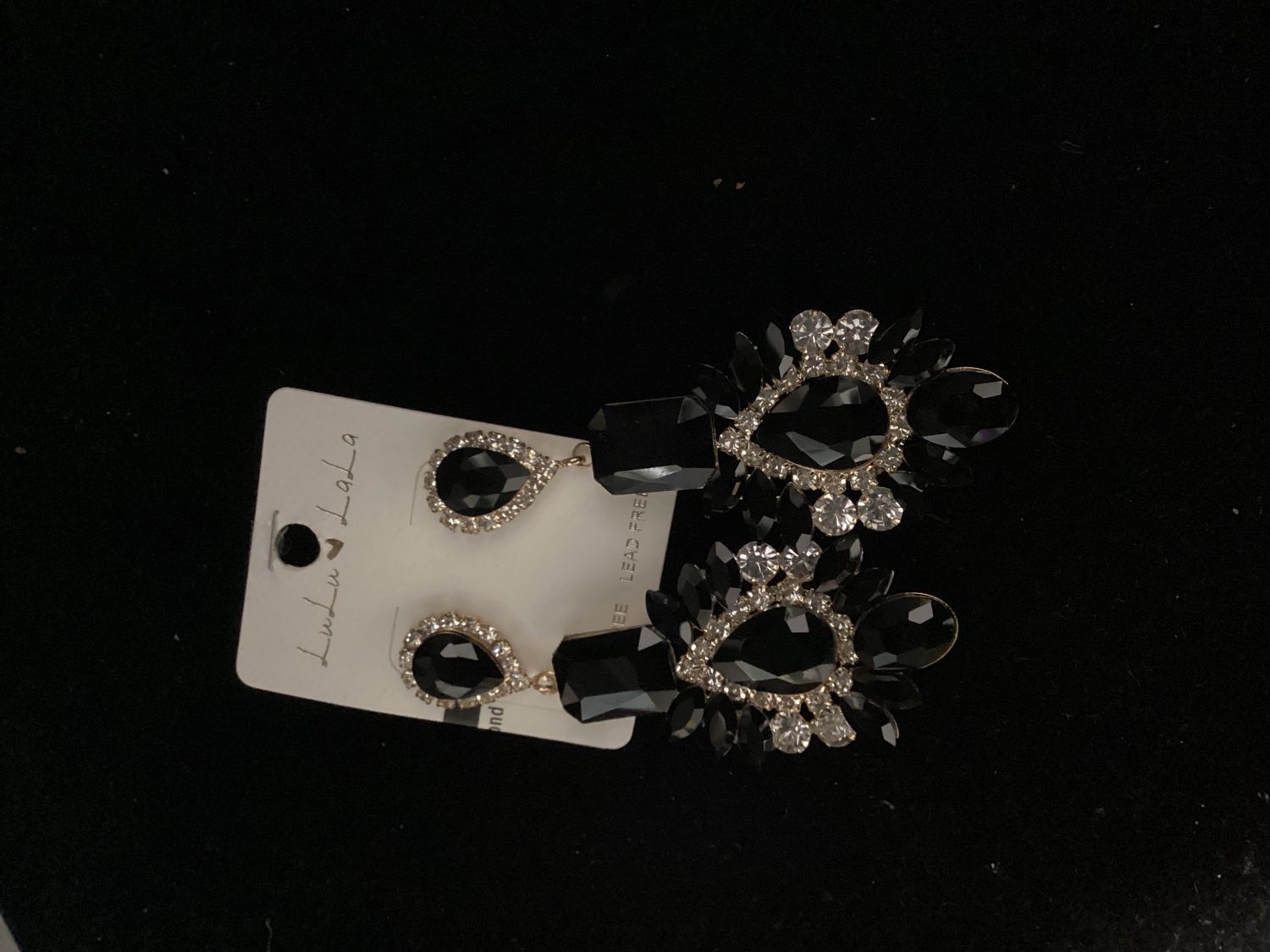 Earrings - Black Diamond Drop Dangle