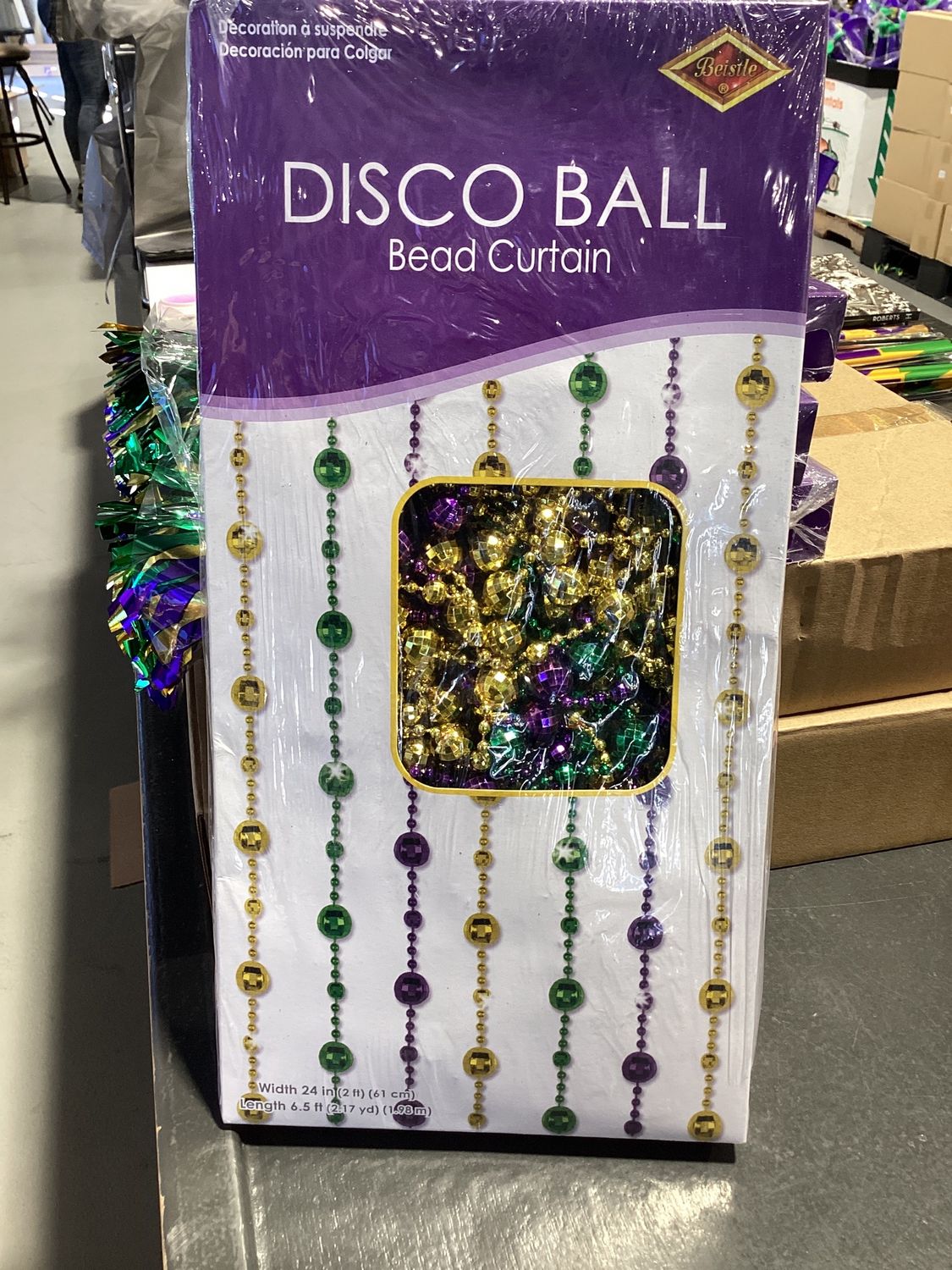 Disco Ball Purple, Green and Gold Beads Curtain 6' 6" X 24" (Each)