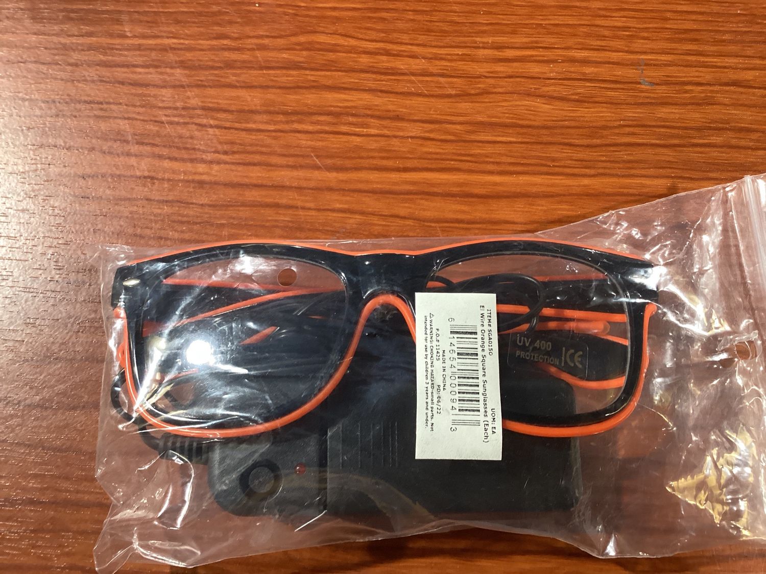 El Wire Orange Square Sunglasses (Each)