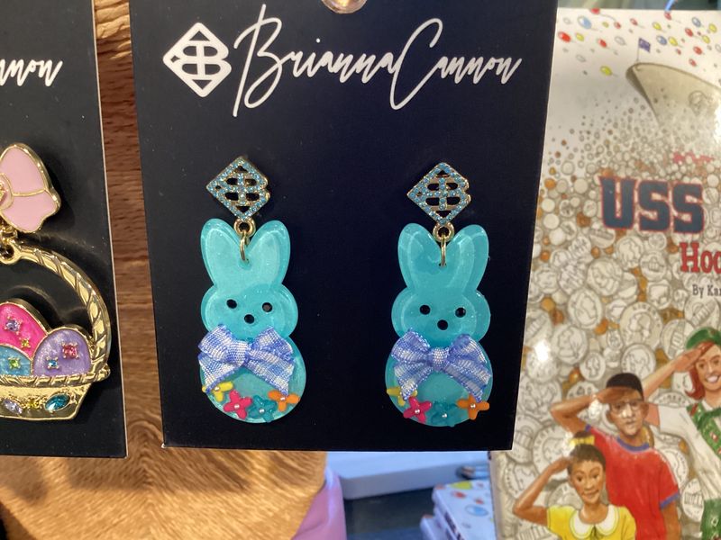 Easter 2022 - Blue Peep Earrings with Bow and Flowers