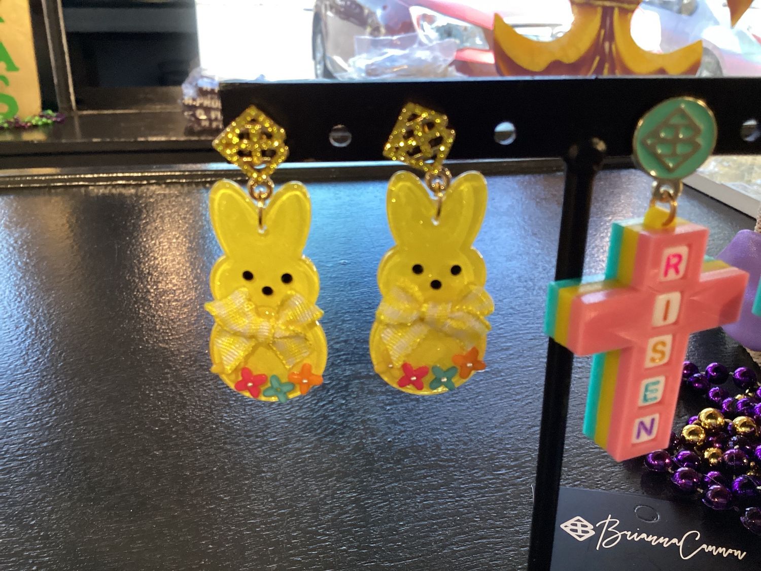 Easter 2022 - Yellow Peep Earrings with Bow and Flowers