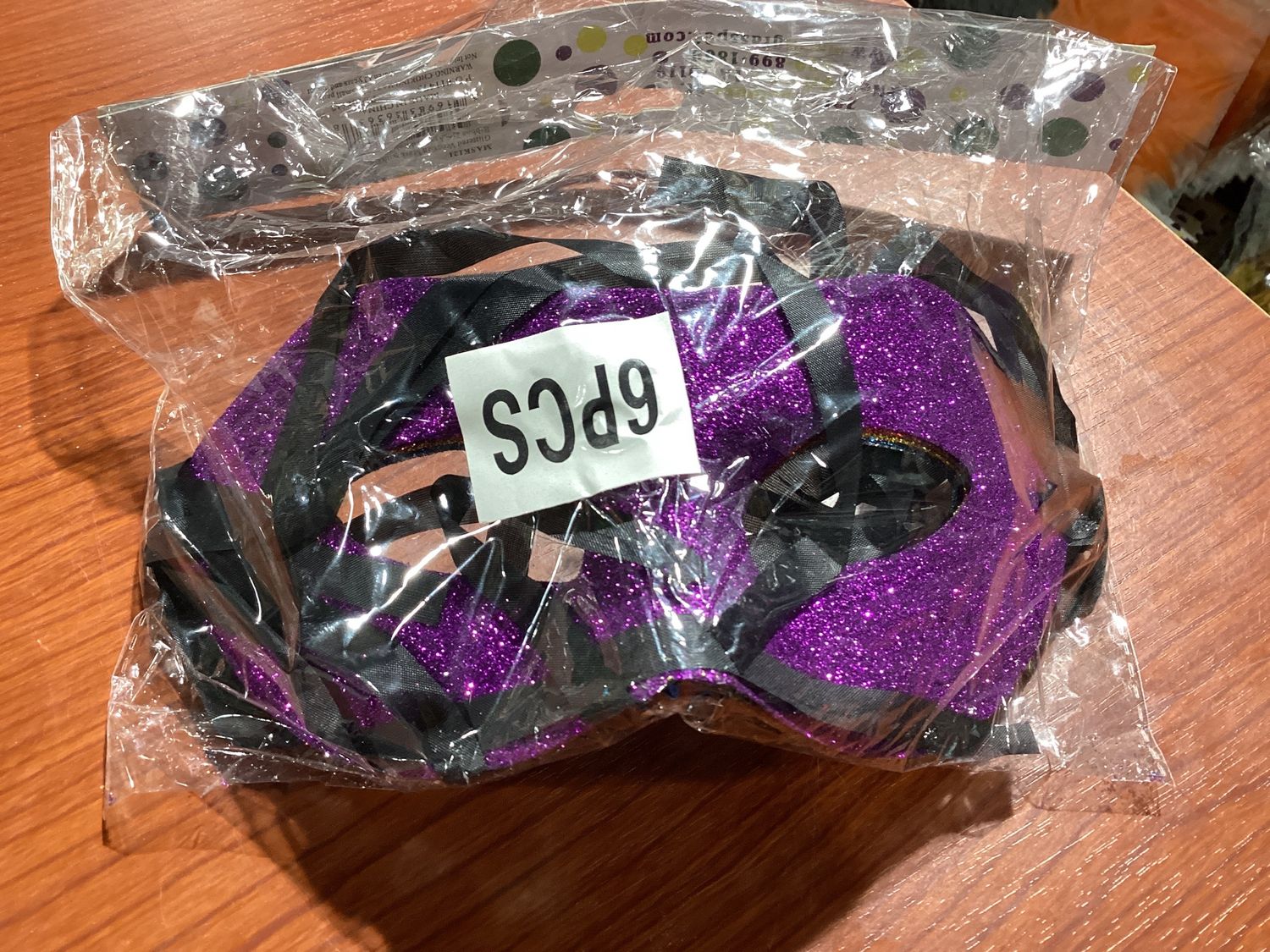 Glittered Venetian Mask with Confetti and Ribbon Tie - Assorted Colors