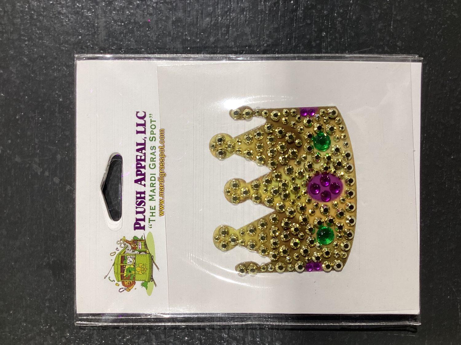 Gold Crown with Purple and Green Stones Glitter Sticker (Each)
