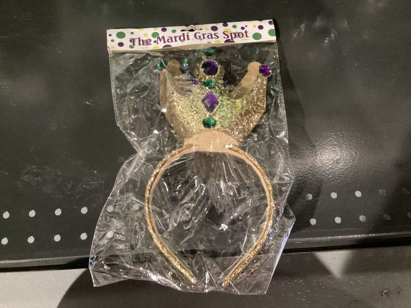 Gold Glittered Crown With Purple, Green and Clear Stones (Each)