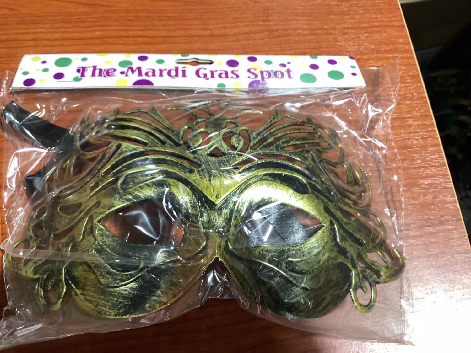 Gold Ornate Masquerade Mask with Ribbon Tie (Each)