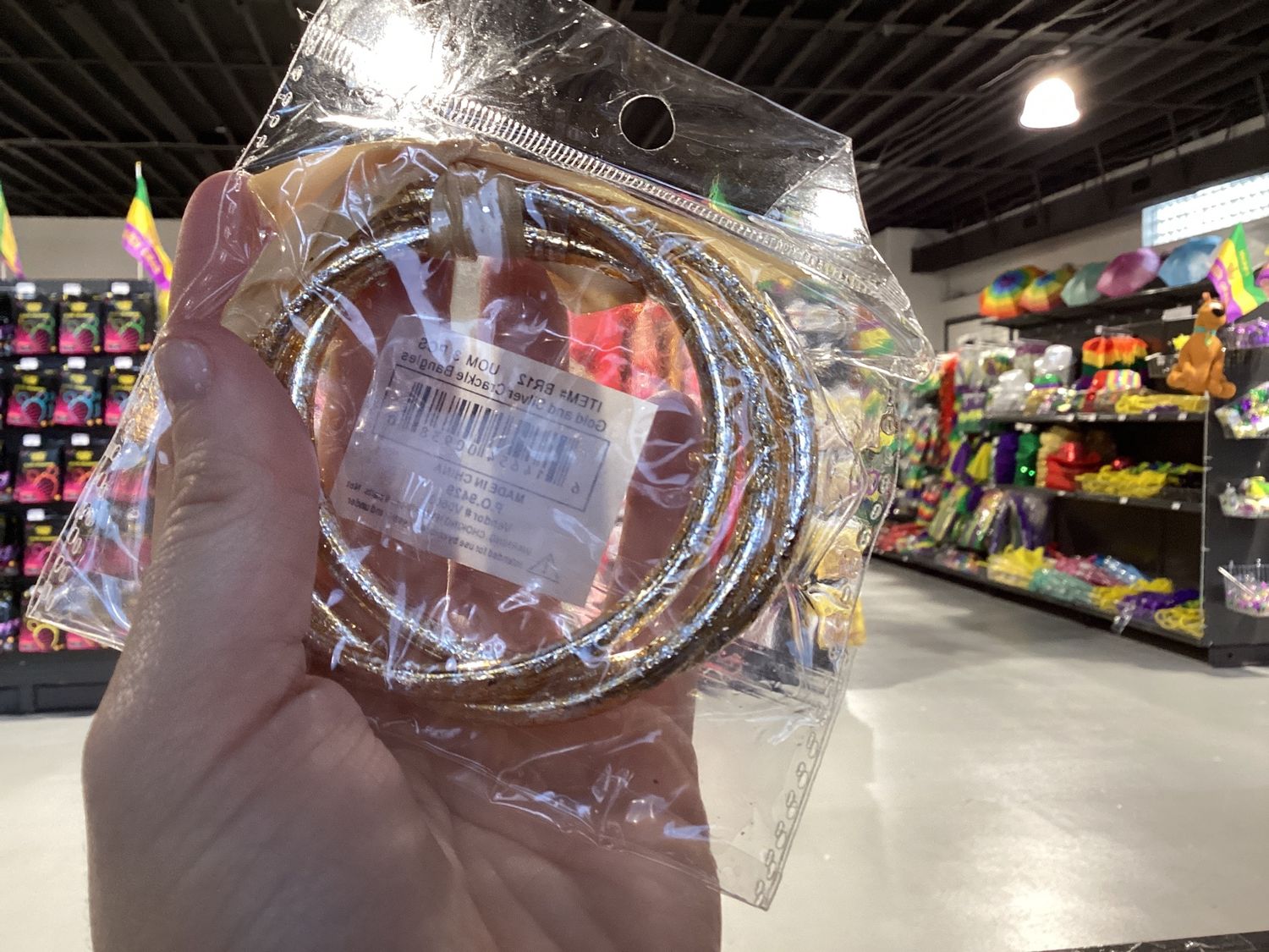 Gold and Silver Crackle Bangle Bracelets (Set of 3)