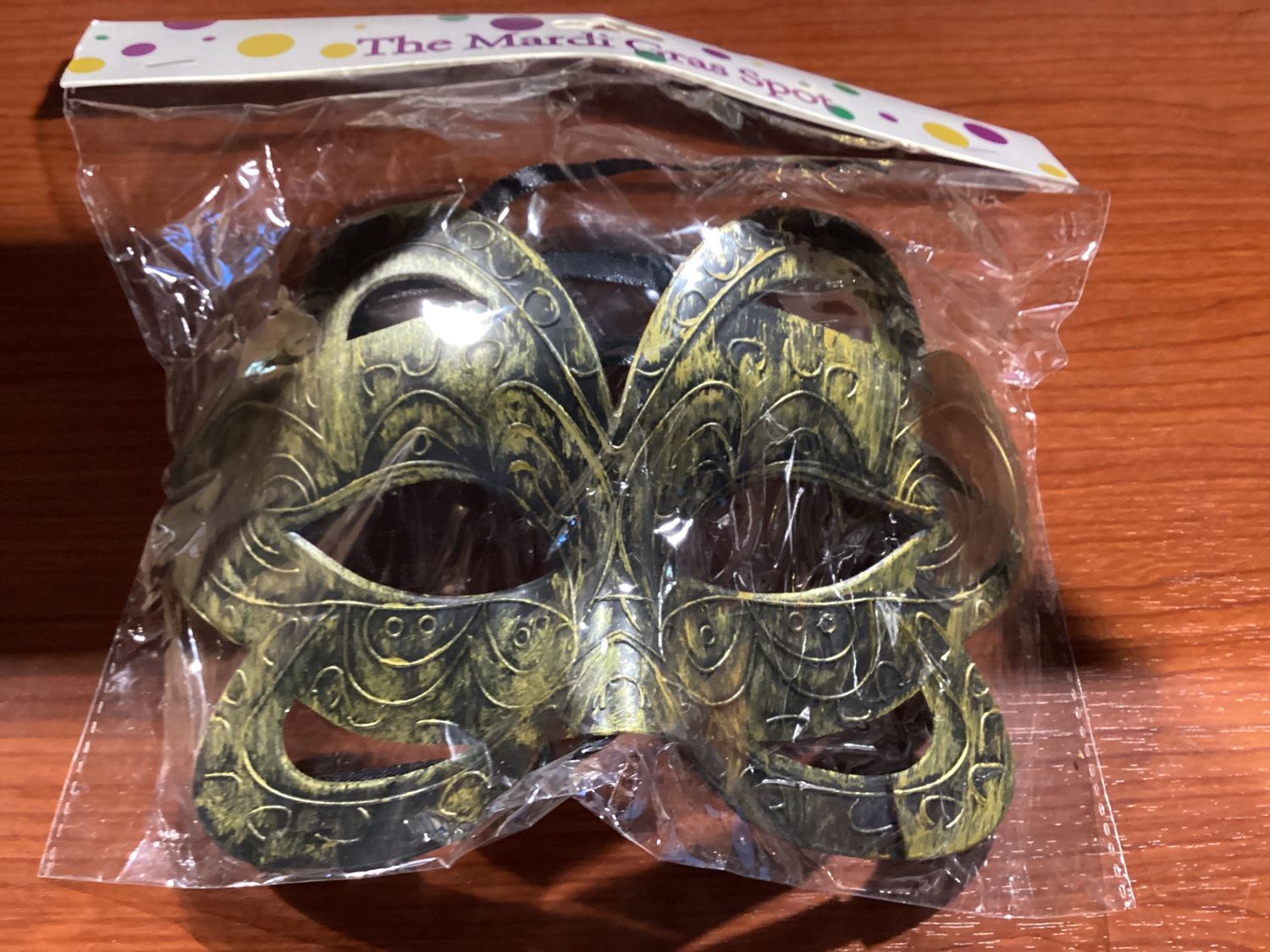 Gold Decorated Mask with Ribbon Tie (Each)