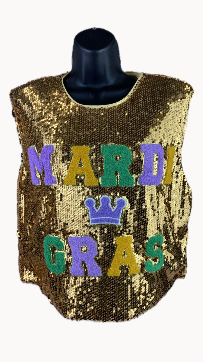 Gold MARDI GRAS Sequin Sleeveless Top - XLarge (Each)