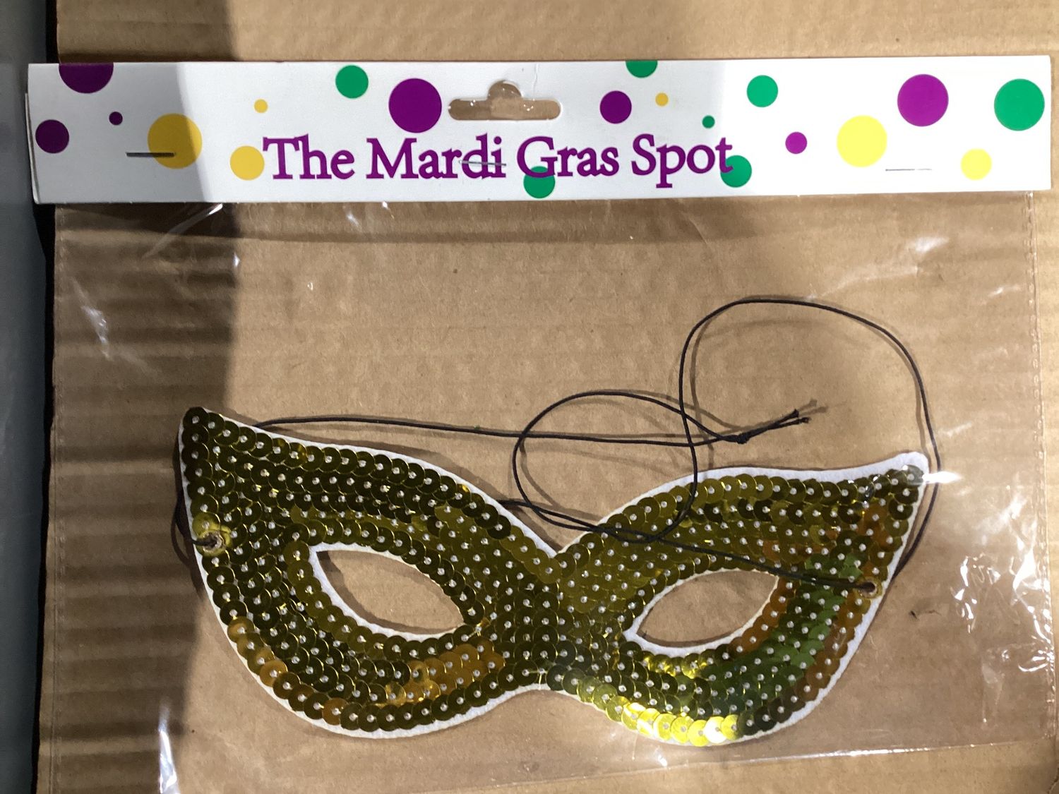 Gold Sequined Cat Eye Mask with Elastic Band (Each)