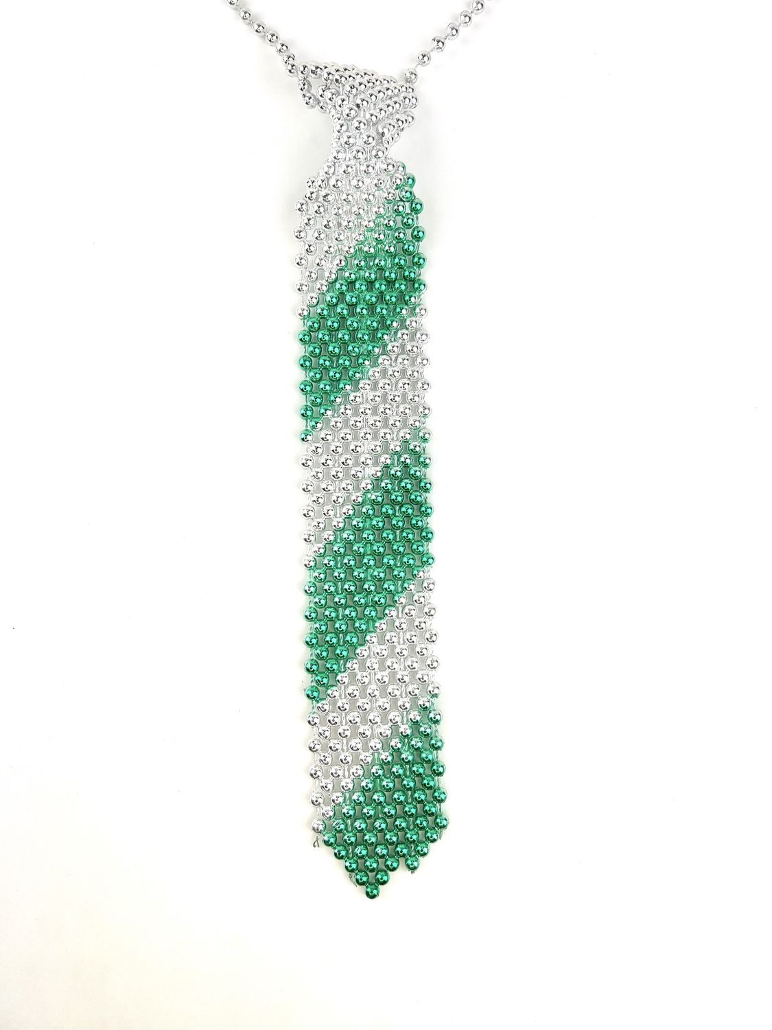 Green and Silver Beaded Tie single