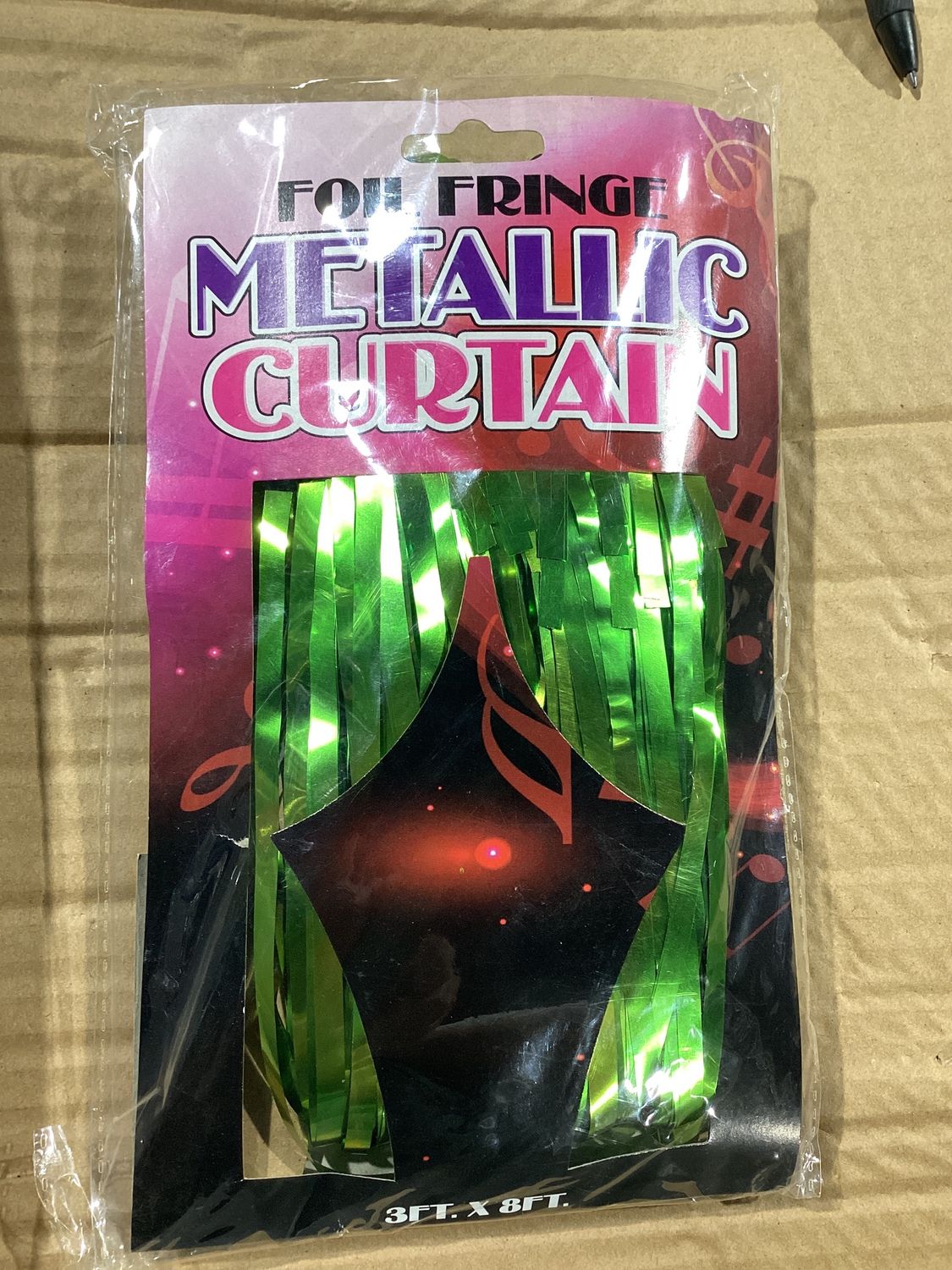 Green Foil Fringe Curtain 3" x 8" (Each)