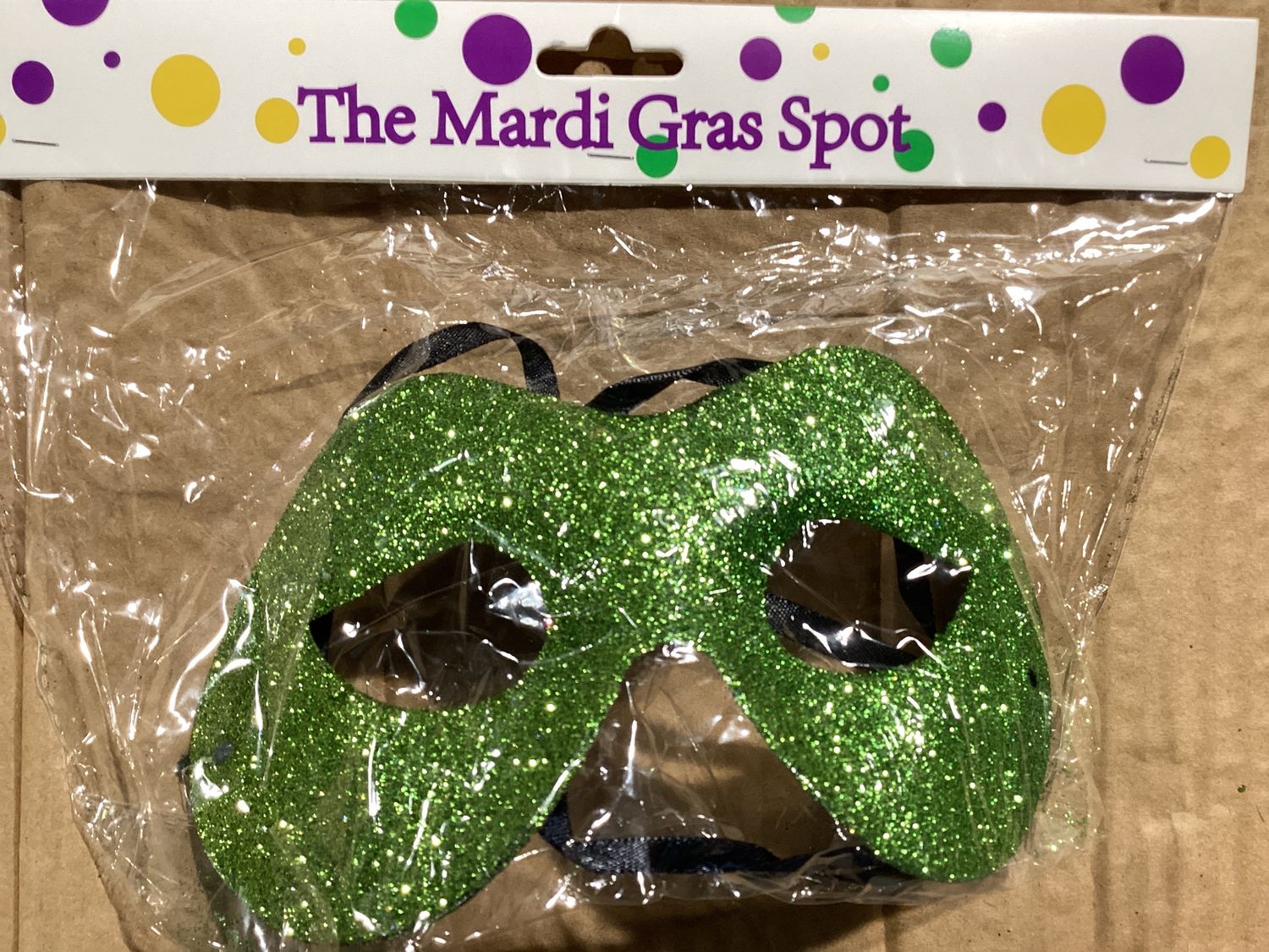Green Metallic Glittered Mask with Elastic Band (Each)