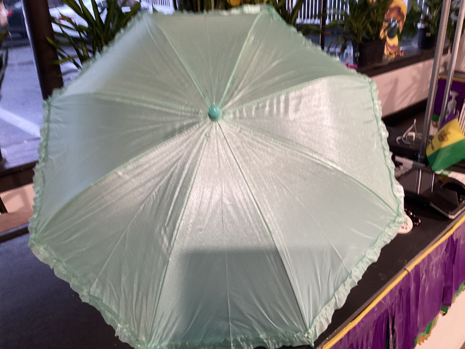 Green Pearlized Umbrella with Ruffle 17.5" (Each)