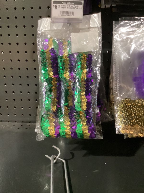 Green, Gold, and Purple Sequin Headband (Pack of 6)
