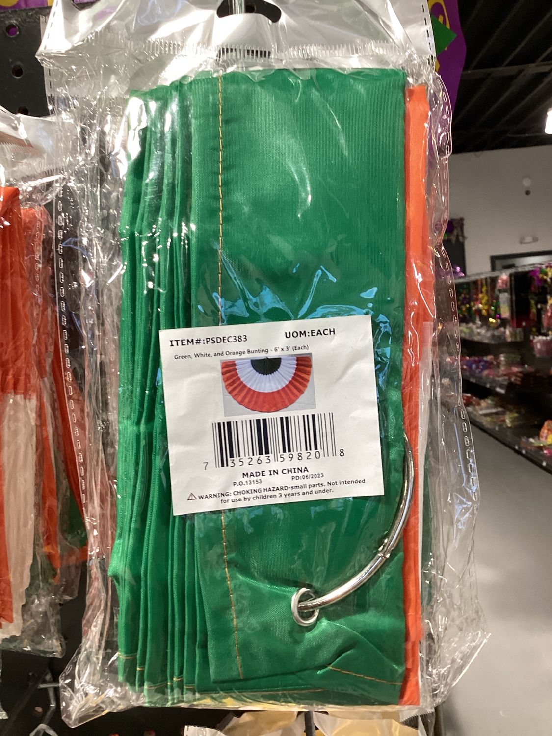 Green, White, and Orange Bunting - 6' x 3' (Each)