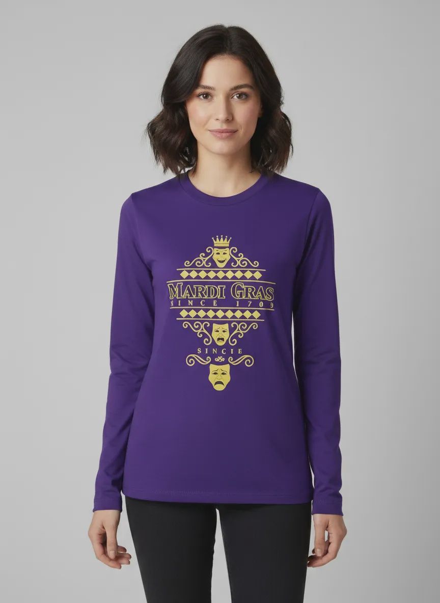 Harlequin Faces Purple Long Sleeve XL