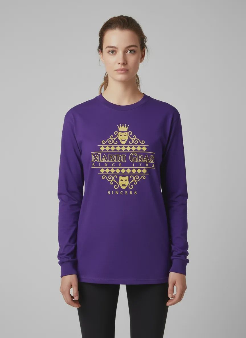 Harlequin Faces Purple Long Sleeve XXXL