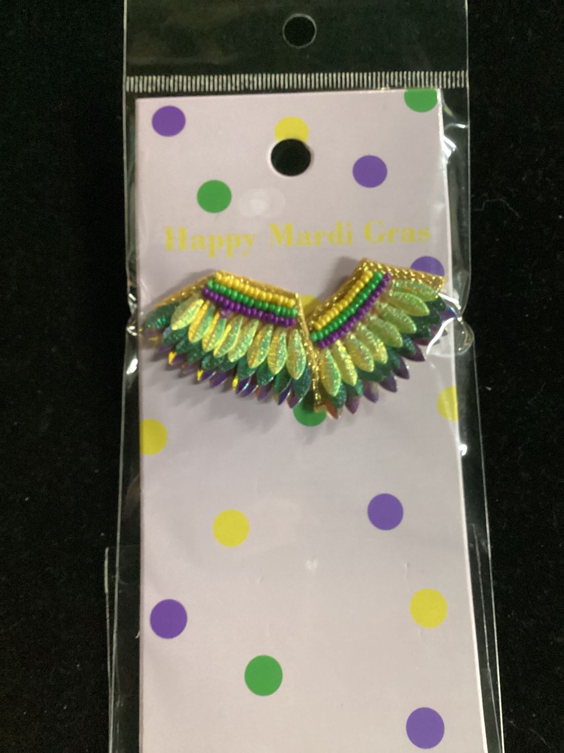 Iridescent Mardi Gras Feather Earrings (Pair)
