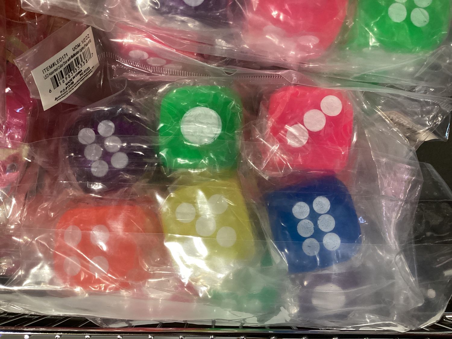 LED Assorted Color Dice with Multicolor Lights (Pack of 6)