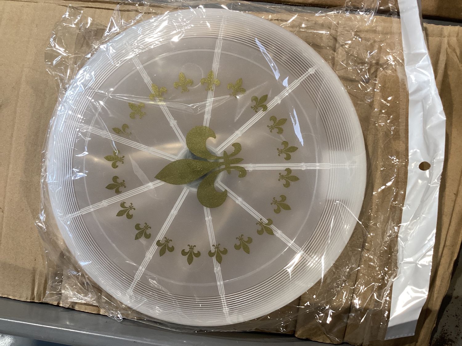 LED 10" Frisbee with Metallic Gold Fleur de Lis (Each)