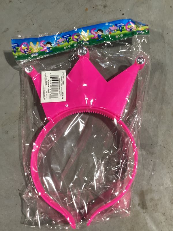 LED Hot Pink Crown with Clear Stones (Each)