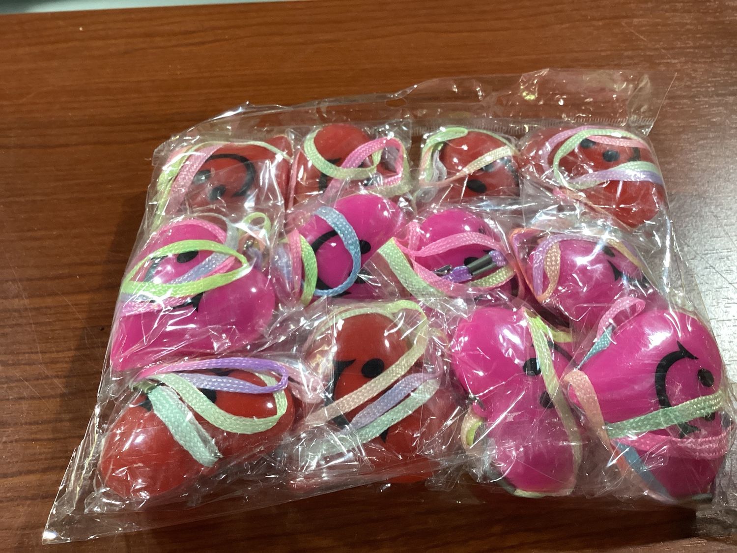 LED Heart with Smiley Face Necklace - Pink and Red (Dozen)