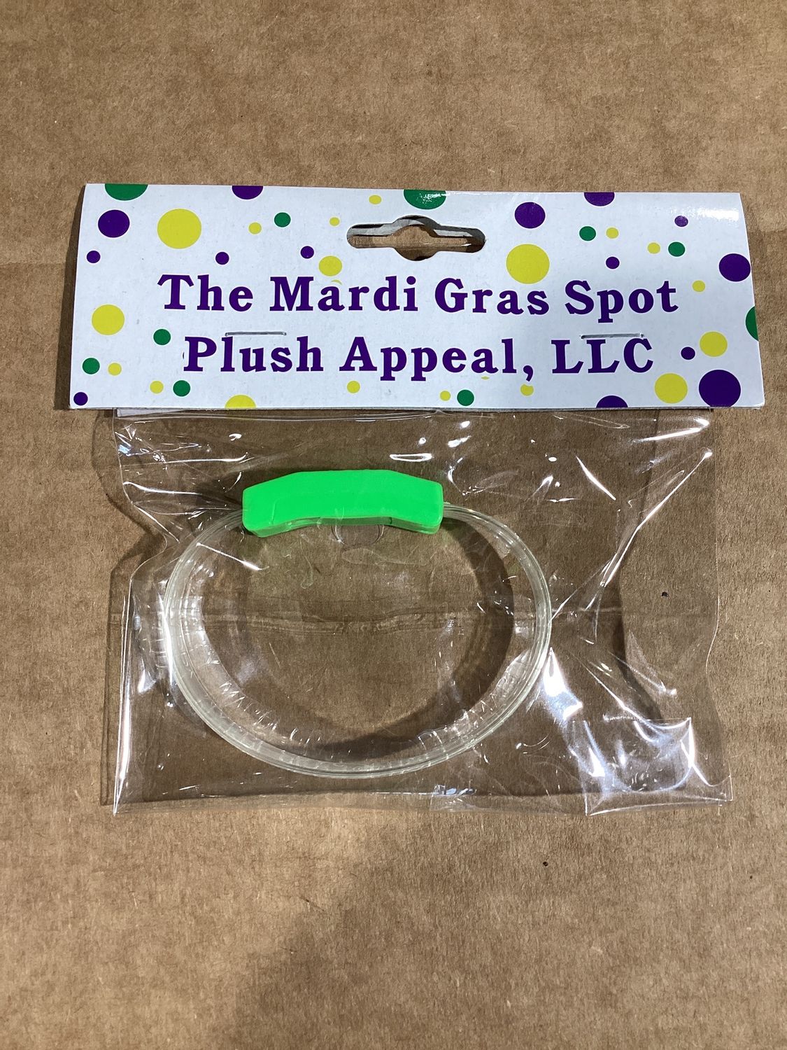 LED Green Happy Mardi Gras Bracelet with Fleur de Lis (Each)