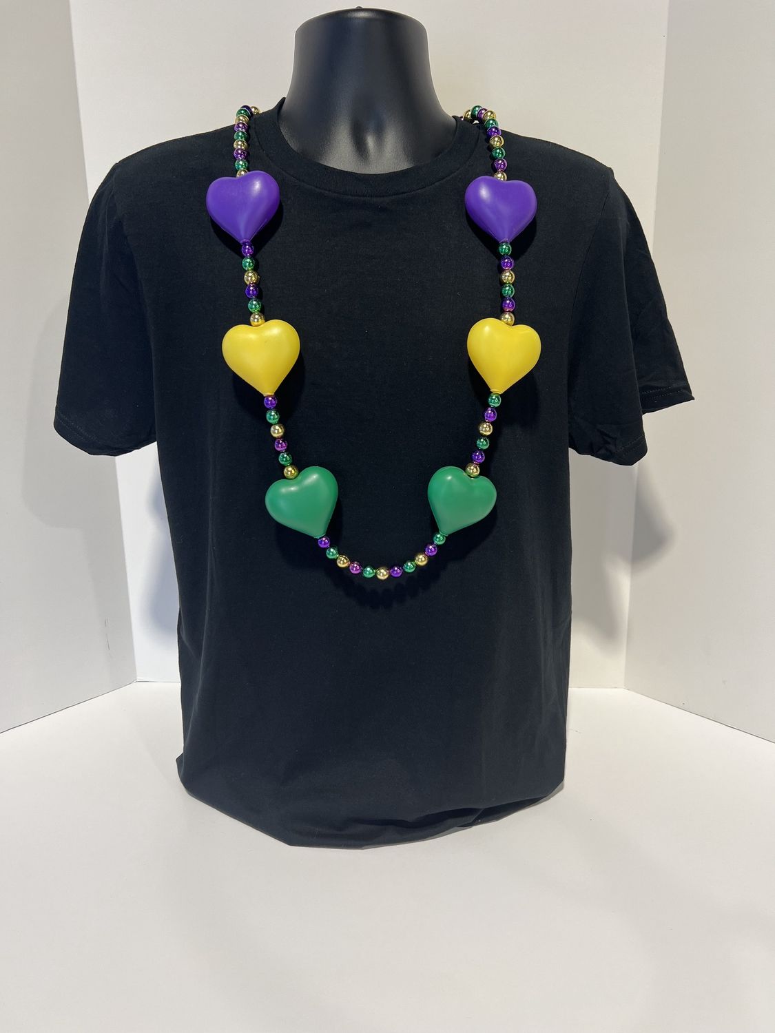 LED Jumbo Purple, Green, and Yellow Heart Necklace with 9 Hearts (Each)
