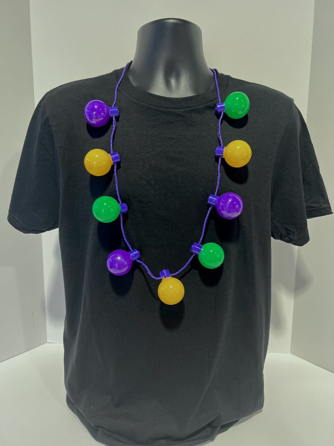 LED Purple, Green and Yellow Light Bulb Necklace with 9 Balls (Each)
