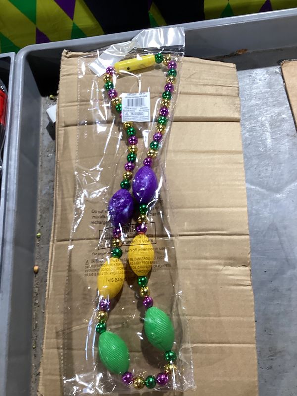 LED Purple, Green and Gold Football Necklace (Each)