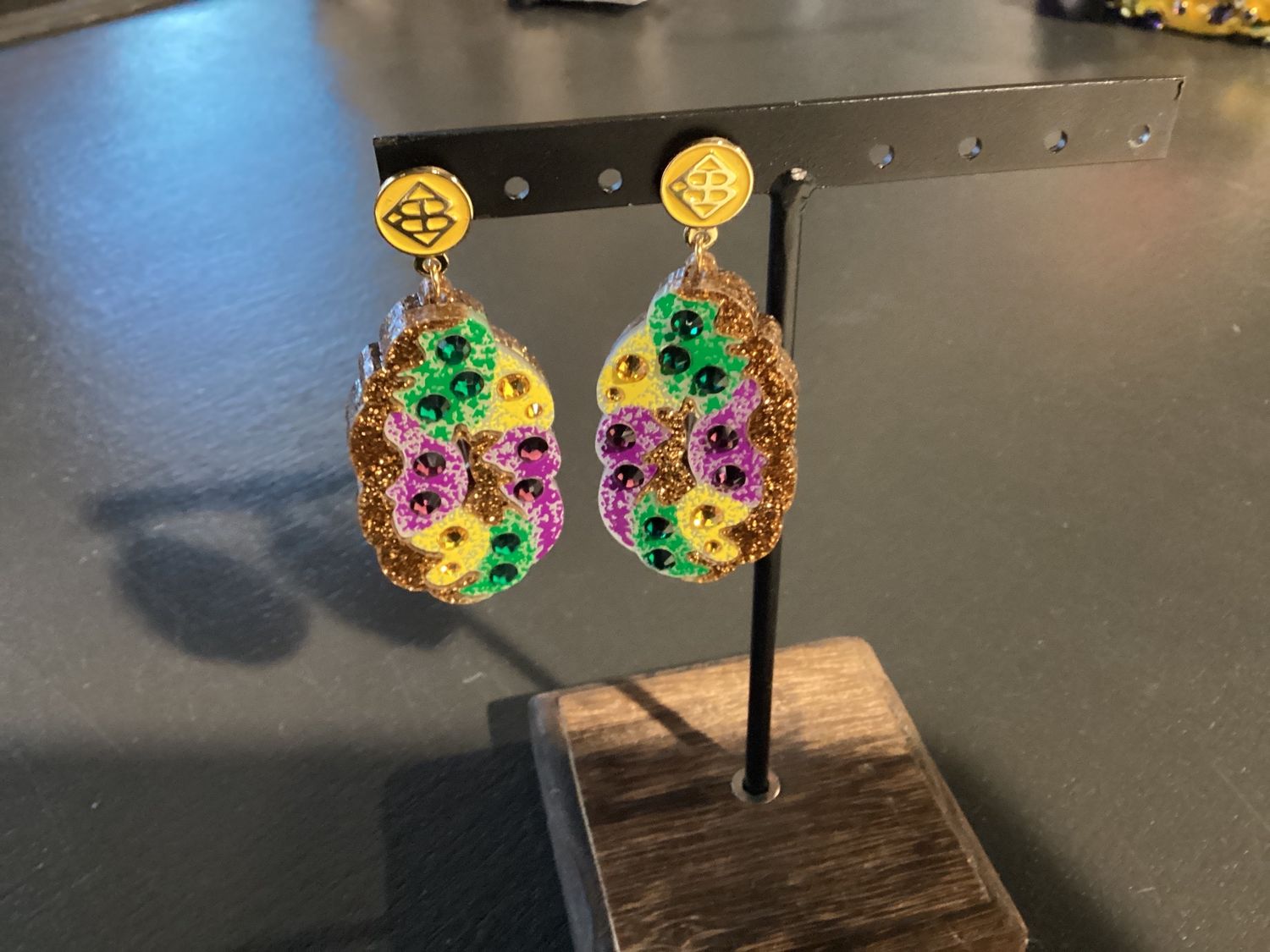 Mardi Gras 2022 - King Cake Earrings with Crystals