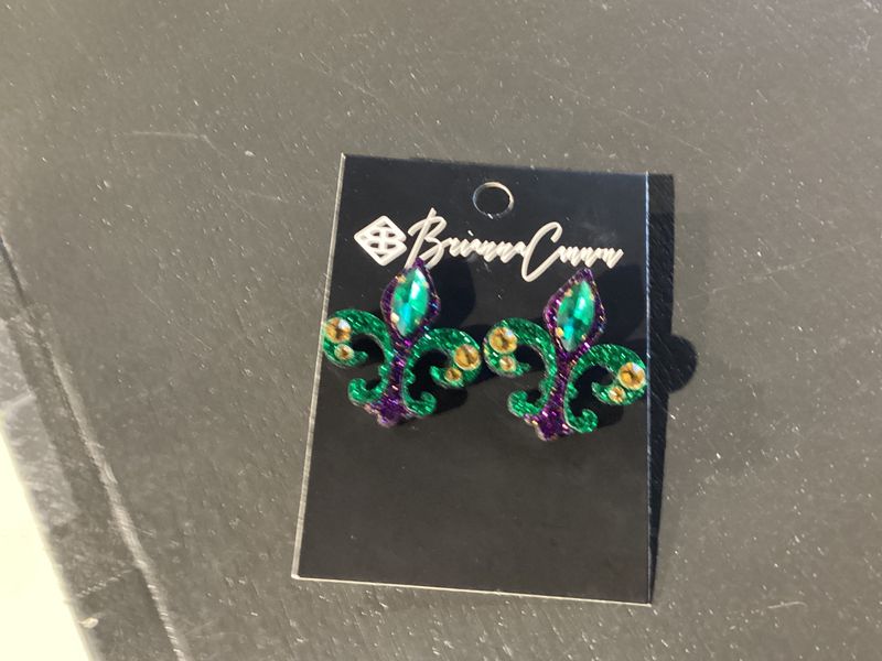 Mardi Gras 2022 - Fleur De Lis Studs with Crystals