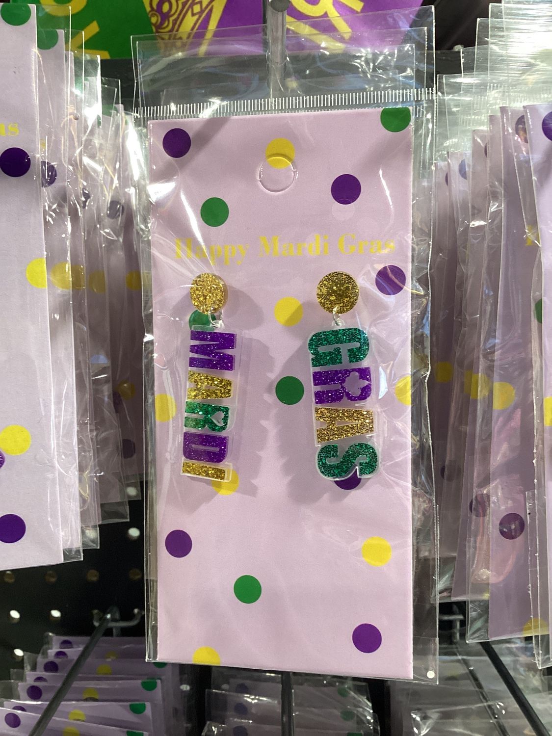 Mardi Gras Acrylic Earring (Pair)