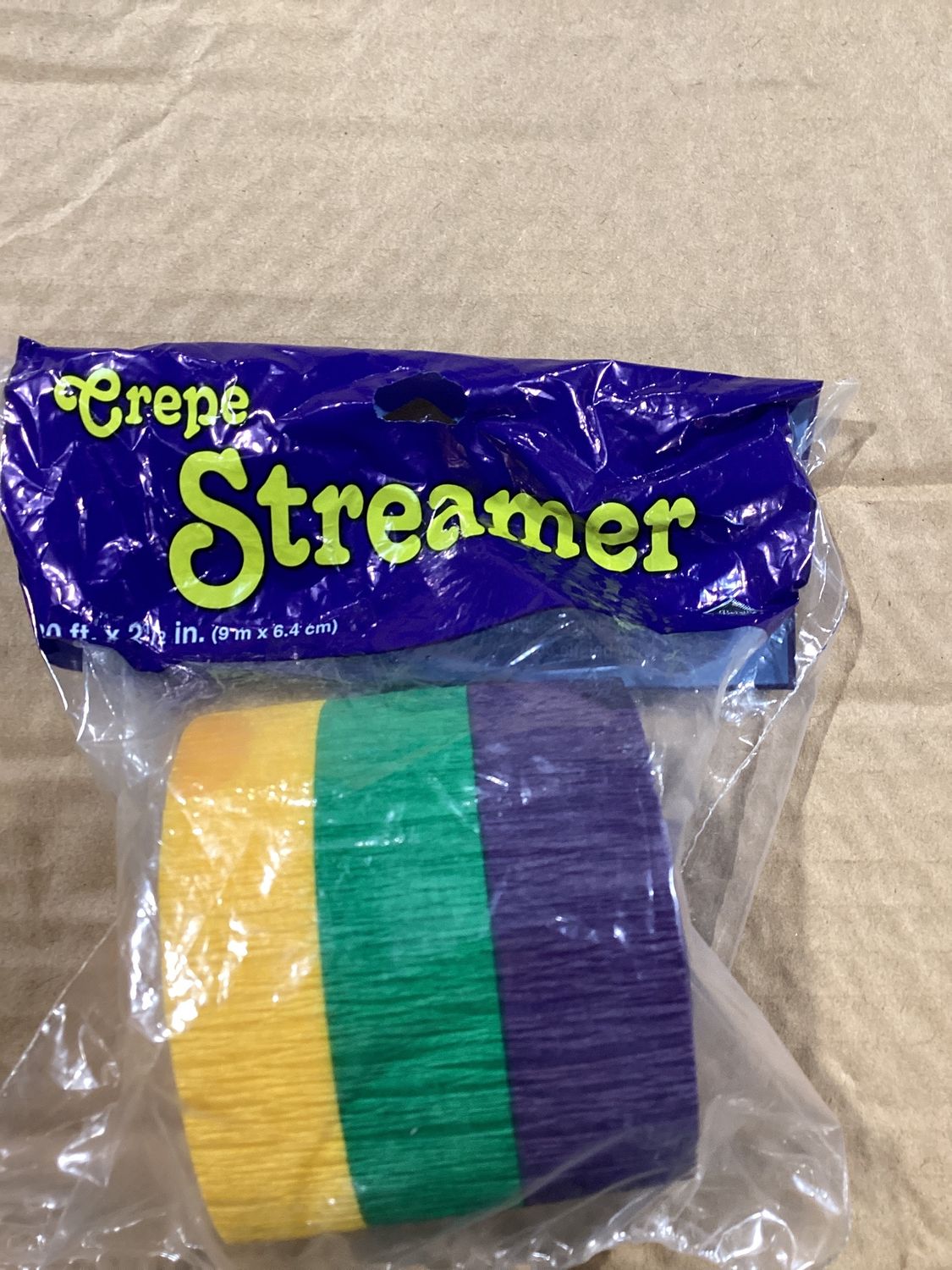 Mardi Gras Crepe Streamer 2.5" x 30" (Each)