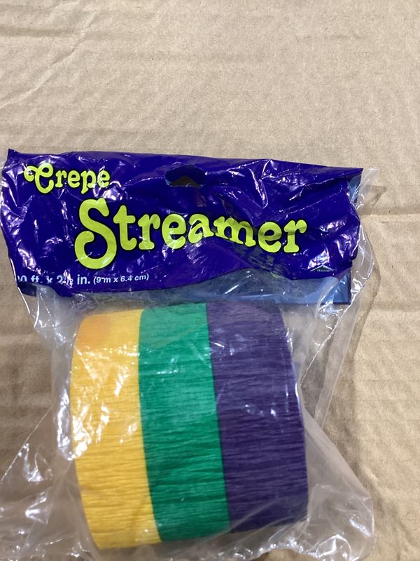Mardi Gras Crepe Streamer 2.5" x 30" (Each)