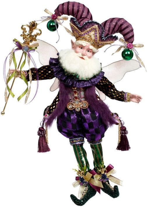 Mardi Gras Jester Fairy, Medium 17"
