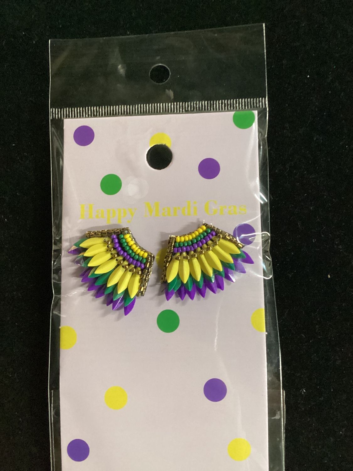 Mardi Gras Feather Earrings (Pair)
