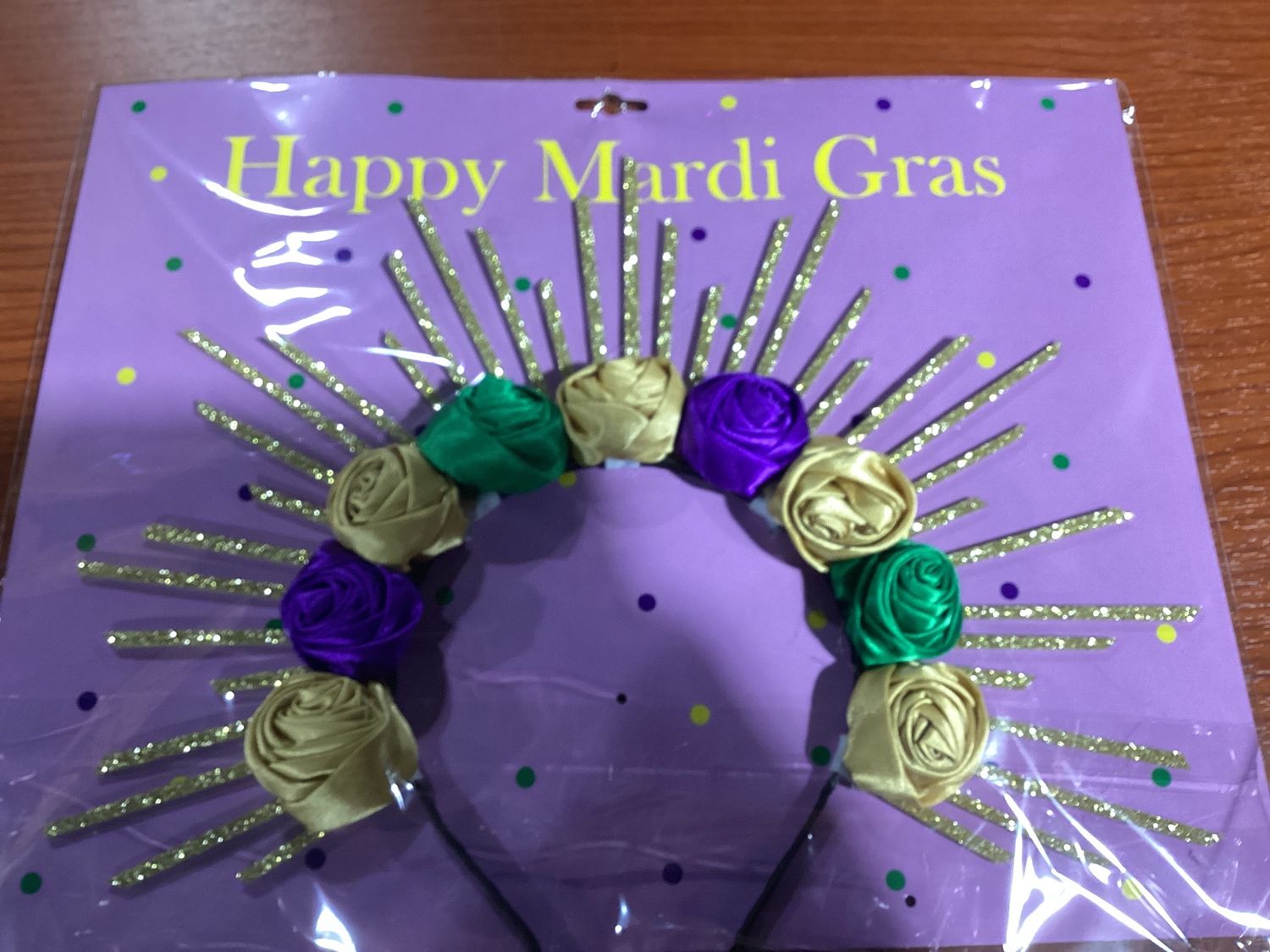 Mardi Gras Flower Halo Crown Headband (Each)