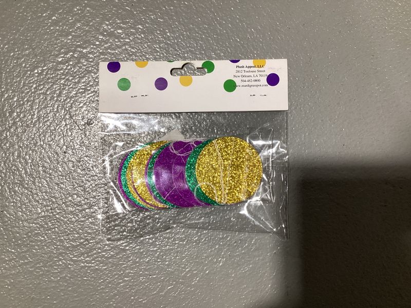 Mardi Gras Glitter Paper Circle Garland 6.5' (Each)