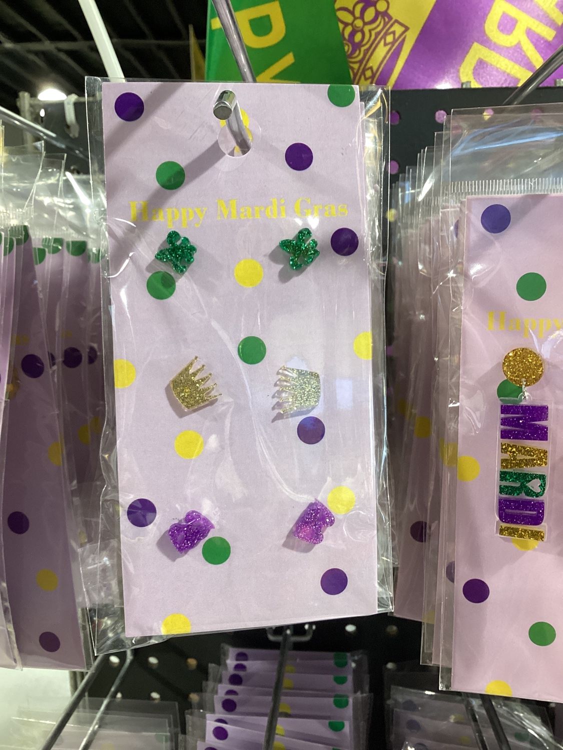 Mardi Gras Icons Stud Earrings Set (Pair)