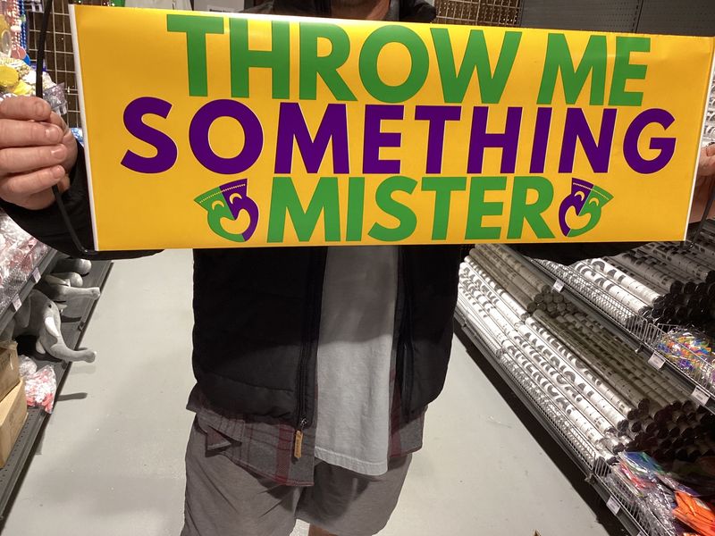 Mardi Gras Handheld Banner- 27.5" x 9.5", Retractable, Double Sided