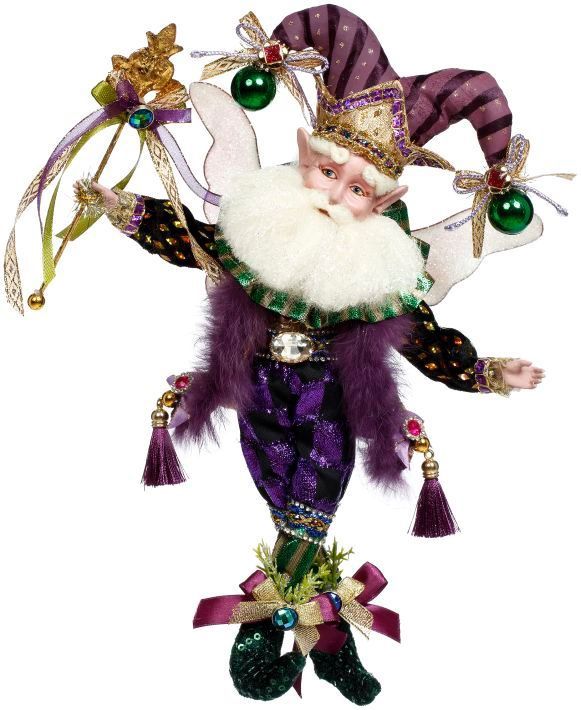 Mardi Gras Jester Fairy, Small 10.5"