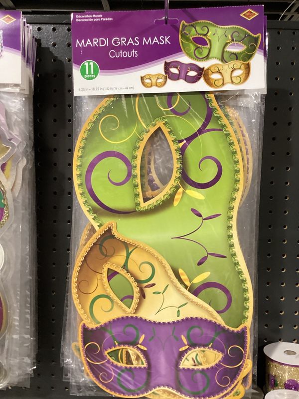 Mardi Gras Mask Cutout 6.25" to 18.25"(Each)