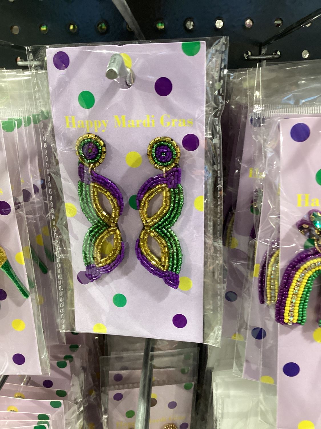 Mardi Gras Mask Seed Beaded Sparkle Earrings (Pair)